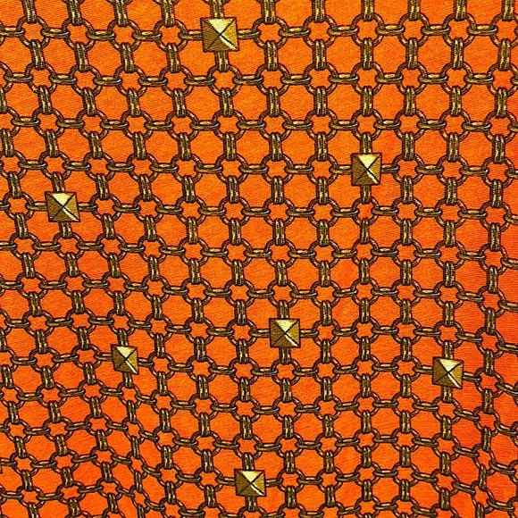 MICHAEL Michael Kors Cap Sleeve Vibrant Orange Chain Pattern Shirt Top *Size S* - Picture 3 of 4